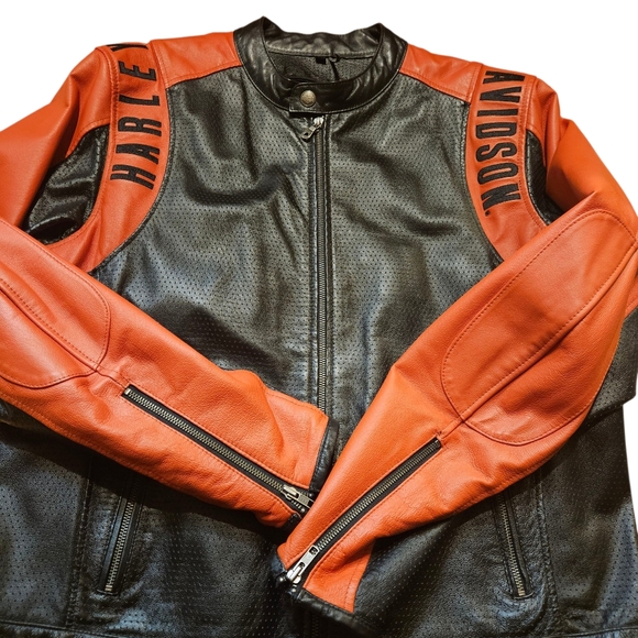 Harley Davidson Men's Classic Cruiser Colorblock Leather Jacket - Picture 3 of 16